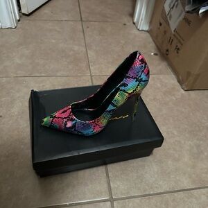 Colorful Snake Print Heels